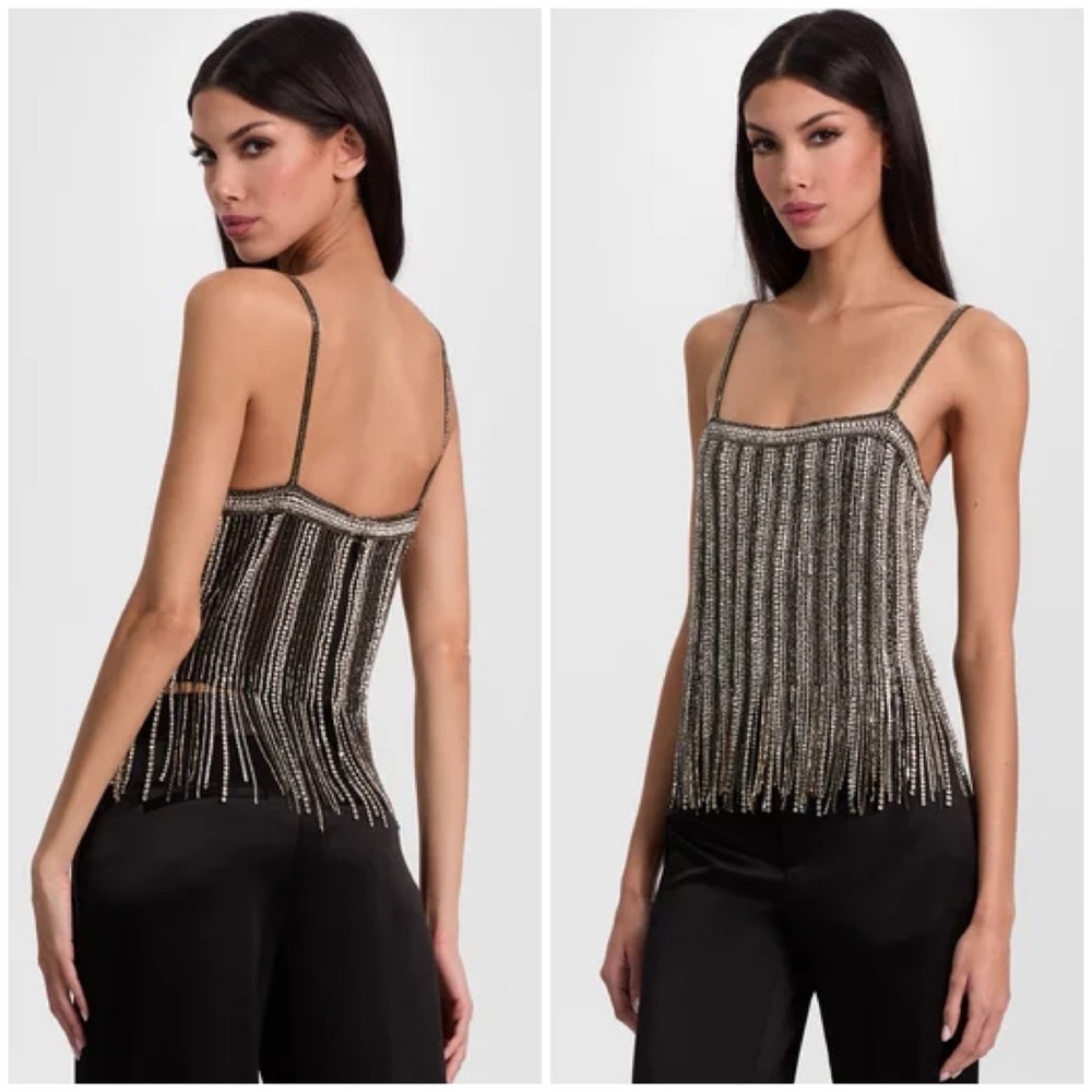 ALICE + OLIVIA CHI EMBELLISHED FRINGE TANK - Picture 11 of 15